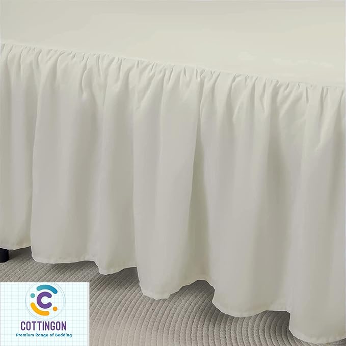 Ruffled Bed Skirt with Split Corners-Dust Ruffle - 22" Drop 100% Microfiber Soft,Sheen & Luxurious Look - Bed Skirts (Ivory -Full)