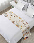Thanksgiving Pumpkin Fall Maple Leaf Watercolor Bed Runners for Bedroom Hotel,Decorative Bedding Scarf Retro Linen Bed End Blanket Bedding Runner Scarves for Full Size Beds,83x20in
