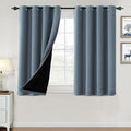 H.VERSAILTEX 100% Blackout Curtains for Bedroom Thermal Insulated Blackout Curtains 45 inch Long Heat and Full Light Blocking Window Drapes for Living Room with Black Liner 2 Panels, Stone Blue
