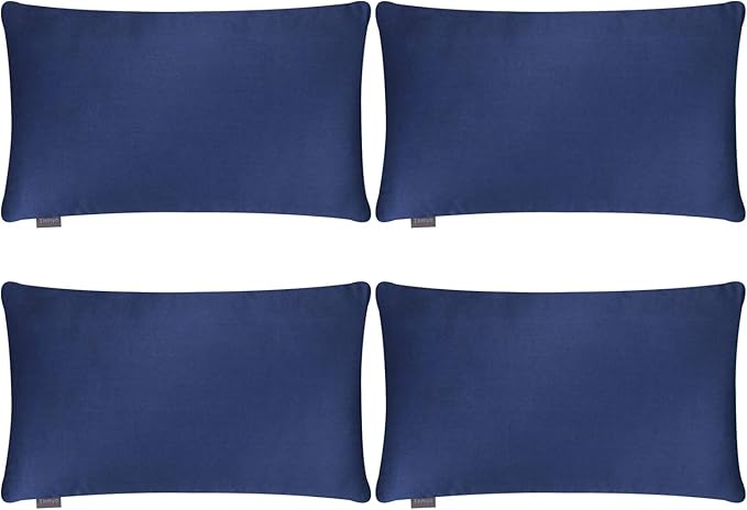 Thmyo 4-Pack 100% Cotton Lumbar Comfortable Solid Decorative Throw Pillow Case Rectangle Cushion Cover Sublimation Blank Pillow Covers Christmas DIY Throw Pillowcase(12x20inch/30x50cm,Midnight Blue)