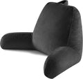 Reading Pillow for Sitting in Bed Adult, Reading Pillow with Shredded Memory Foam, Bed Pillow with Washable Cover, Back Pillow Sitting Up with Extend Arms, Black, Large