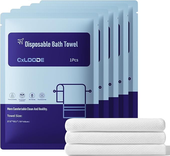 Disposable Bath Towels for Travel, Baby-Safe Disposable Towels Zero Fluorescent Brighteners Travel Essential, Large 55.1 x 27.5 Inches, for Hiking Camping Sports Swimming and Traveling