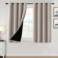 H.VERSAILTEX 100% Blackout Curtains for Bedroom Thermal Insulated Blackout Curtains 45 inch Length Heat and Full Light Blocking Curtains for Living Room with Black Liner 2 Panels Set, Natural Sand