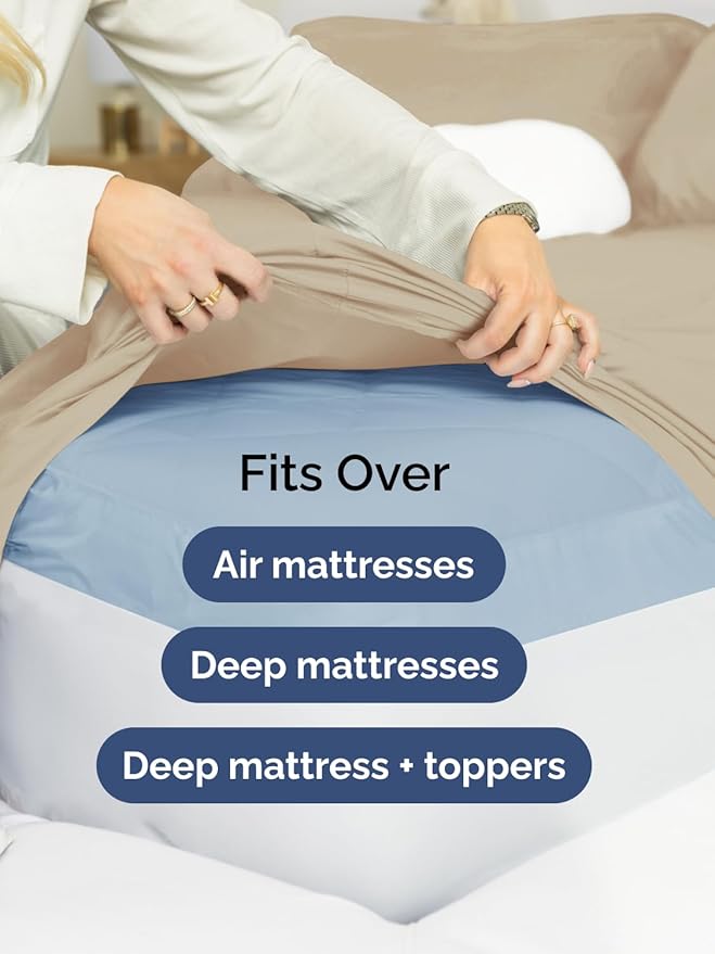 Extra Deep Pocket King Sheets - 4 Piece Breathable & Cooling Bed Sheets - Hotel Luxury Bed Sheet Set - Soft, Wrinkle Free & Comfy - Easily Fits Extra Deep Mattresses - Deep Pocket Cream Sheets Set