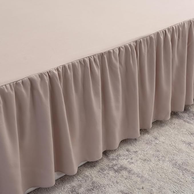 Bed Skirt Full Size Ruffled Bed Skirt with Split Corners, 16 Inch Drop Dust Ruffle Bed Skirts with Platform, Khaki