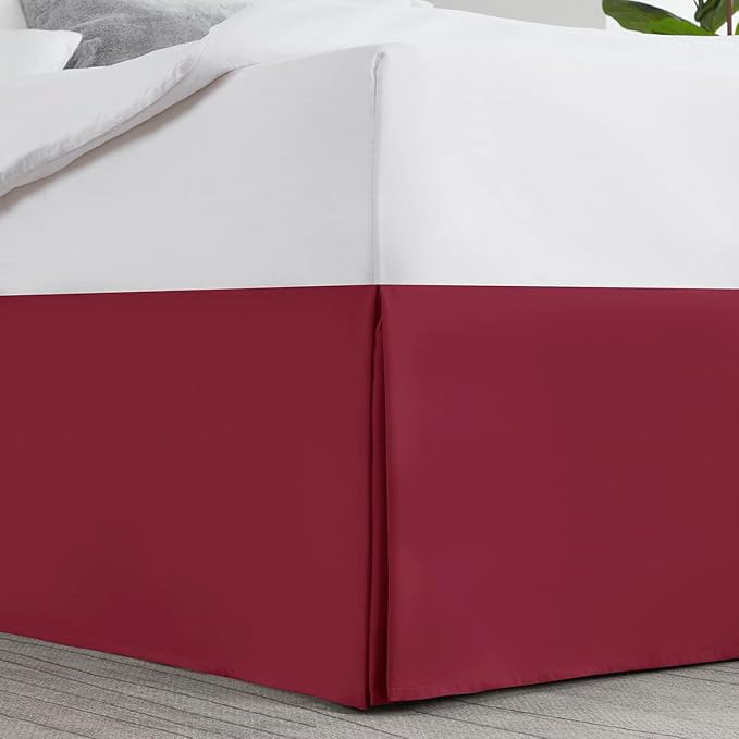 Nestl Red Heaven Full XL Bed Skirt - Full XL Size Bed Skirt 14 Inch Drop - Brushed Microfiber Bed Skirts - Hotel Quality Pleated Bed Skirt - Shrinkage & Fade Resistant