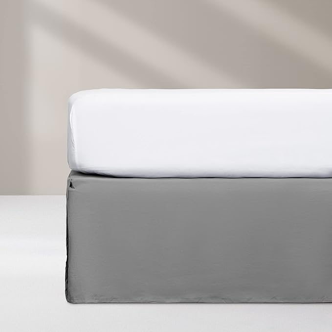 SONIVE Twin Bed Skirt,15" Drop Pleated Dust Ruffle,Classic Tailored Easy Fit Brushed Microfiber Skirts Hotel Quality Shrinkage & Fade Resistant Grey