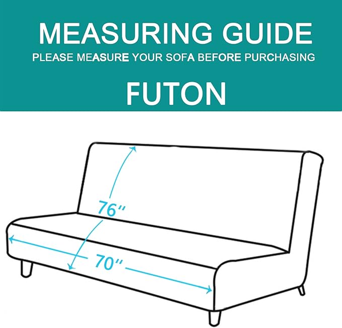 U-NICE HOME Futon Sofa Covers Reversible Sofa Slipcover Armless Cover Furniture Protector Couch Cover Water Resistant (Futon, Light Grey/Light Grey)