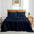 XL Twin Sheets Set - Luxury 338 Thread Count 100% Egyptian Cotton Sateen, Twin XL Sheet Set with All Around Elastic for a, Hotel Quality Bedding (Navy Blue Solid)