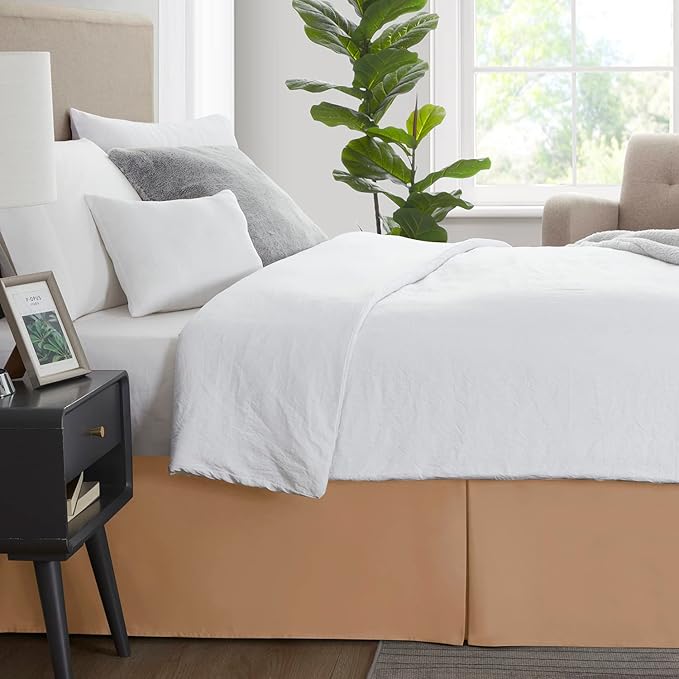 Nestl Light Brown Bed Skirt King Size - King Bed Skirt 14 Inch Drop - Brushed Microfiber Bed Skirts - Hotel Quality Pleated Bed Skirt - Shrinkage & Fade Resistant