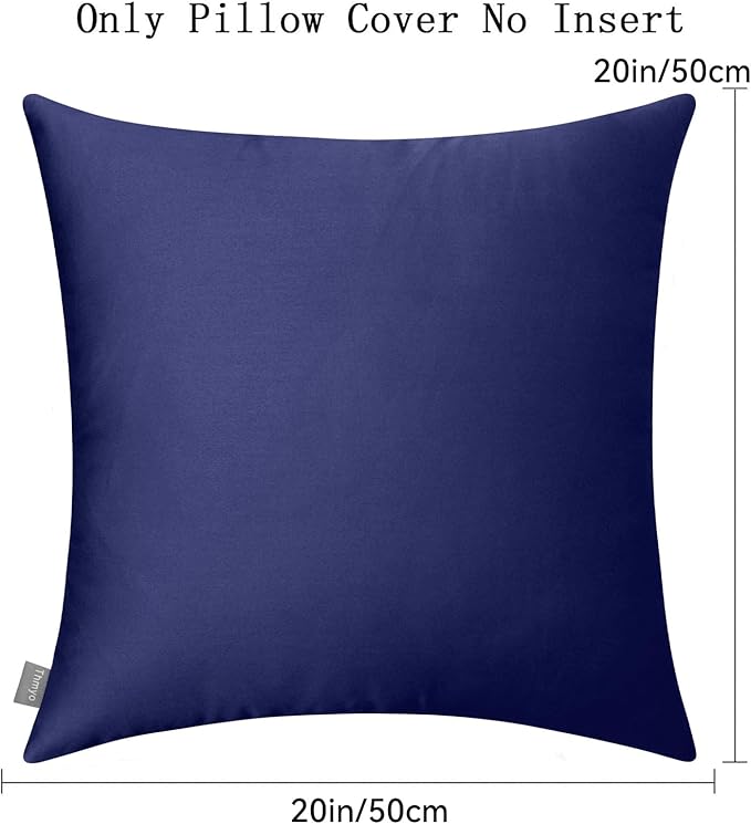 Thmyo 4-Pack 100% Cotton Comfortable Solid Decorative Throw Pillow Case Square Cushion Cover Pillowcase Sublimation Blank Pillow Covers Halloween DIY Throw Pillowcase(20x20inch/50x50cm,Dark Blue)