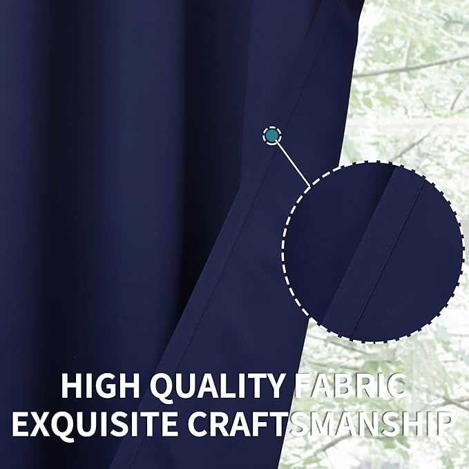 BGment Rod Pocket Blackout Curtains for Bedroom 84 Inches Length - Thermal Insulated Room Darkening Curtain for Living Room, 42 x 84 Inch, 2 Panels, Navy Blue