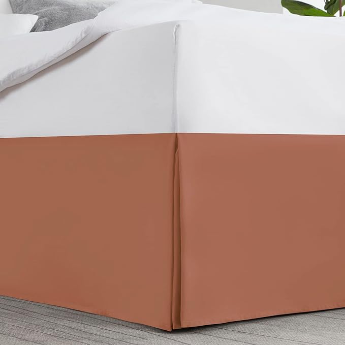 Nestl Rust Full Bed Skirt - Full Size Bed Skirt 14 Inch Drop - Brushed Microfiber Bed Skirts - Hotel Quality Pleated Bed Skirt - Shrinkage & Fade Resistant