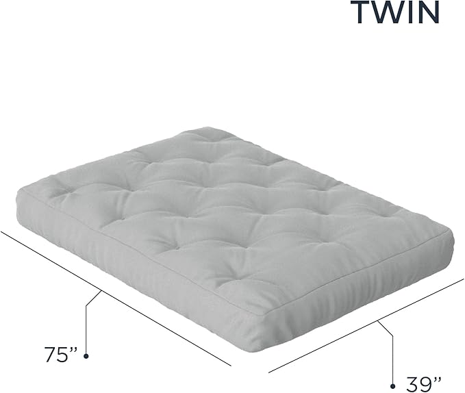Royal Sleep Products by The Futon Factory 6 inch Foam Futon Mattress - Solid Grey Cover - Twin Size - CertiPUR Certified Foams - Made in USA - Replacement Mattress - (Frame not Included)