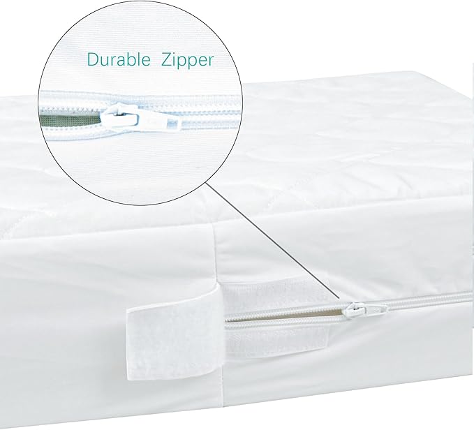 Zippered Mini Crib Mattress Protector,Waterproof Playard Mattress Encasement, Breathable and Absorbent, 6 Sides Fully Encased Pack N Play Mattress Cover.