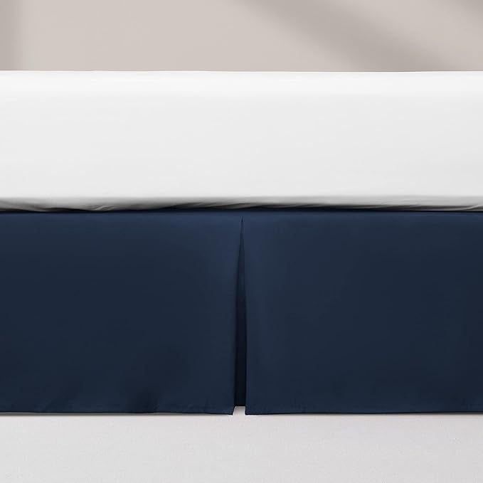 SONIVE King Bed Skirt,15" Drop Pleated Dust Ruffle,Classic Tailored Easy Fit Brushed Microfiber Skirts Hotel Quality Shrinkage & Fade Resistant Navy Blue