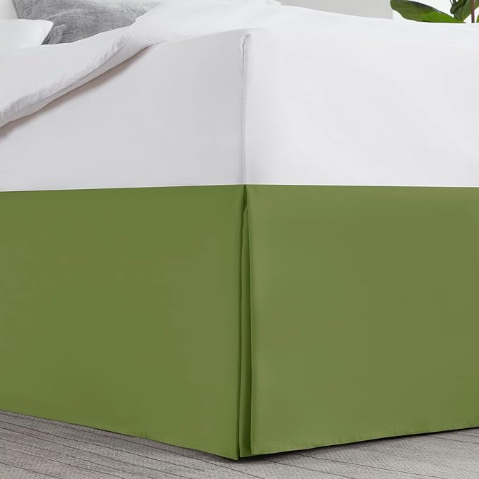 Nestl Calla Green Bed Skirt Queen Size - Queen Bed Skirt 14 Inch Drop - Brushed Microfiber Bed Skirts - Hotel Quality Pleated Bed Skirt - Shrinkage & Fade Resistant