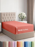 Extra Deep Twin XL Fitted Sheet - Hotel Luxury Single Fitted Sheet Only - Easily Fits 18 inch to 24 inch Mattress - Ultra Soft, Wrinkle & Fade Free w/Extra Deep Pockets - Breathable & Comfy - Coral