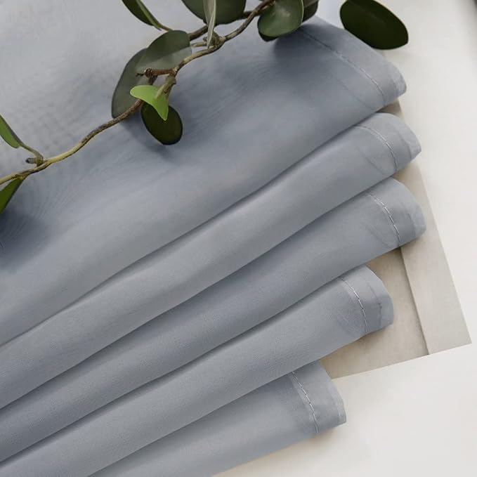 MIULEE 2 Panels Kitchen Tiers Half Window Sheer Curtains Rod Pocket Translucent Voile Drapes for Kitchen Bathroom Small Windows 29 by 24 Inch Dark Grey