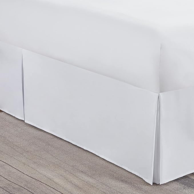 Nestl White Bed Skirt Cal King Size - Cal King Bed Skirt 14 Inch Drop - Brushed Microfiber Bed Skirts - Hotel Quality Pleated Bed Skirt - Shrinkage & Fade Resistant