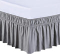 MEILA Wrap Around Bed Skirt Three Fabric Sides Elastic Dust Ruffled 14 Inch Tailored Drop,Easy to Install Fade Resistant-Grey, Twin/Full