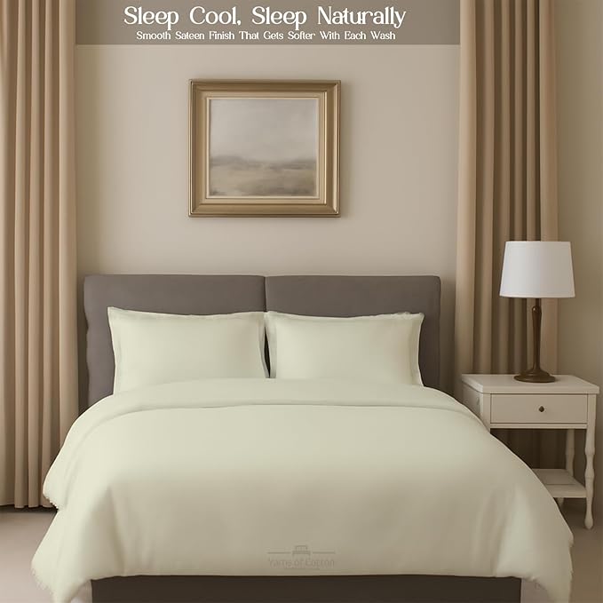 Sleeper Sofa 4 Piece Bed Sheet Set Premium Quality 100% Cotton 500 Thread Count, Smooth & Super Soft Sateen Weave, Extra Soft Bed Sheets, Wrinkle Free, 8 Inch Deep Pocket (Queen, Ivory)
