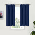 BGment Navy Blue Blackout Kitchen Curtains 40 Inches Length - Short Thermal Insulated Drapes with Rod Pocket Privacy for Cafe Bathroom Window, 2 Panels, 34 x 40 Inch
