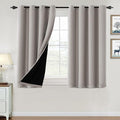 H.VERSAILTEX 100% Blackout Curtains for Bedroom Thermal Insulated Blackout Curtains 45 inch Length Heat and Full Light Blocking Curtains for Living Room with Black Liner 2 Panels Set, Warm Taupe