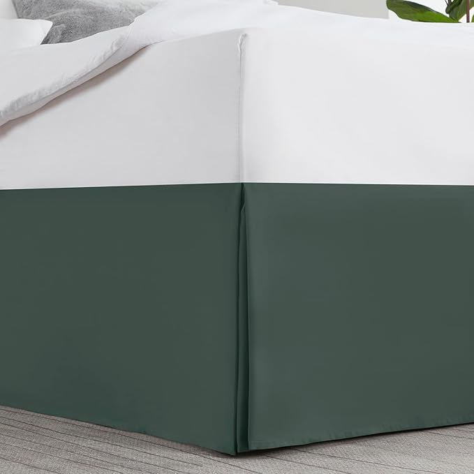 Nestl Forest Green Twin Bed Skirt - Twin Size Bed Skirt 14 Inch Drop - Brushed Microfiber Bed Skirts - Hotel Quality Pleated Bed Skirt - Shrinkage & Fade Resistant