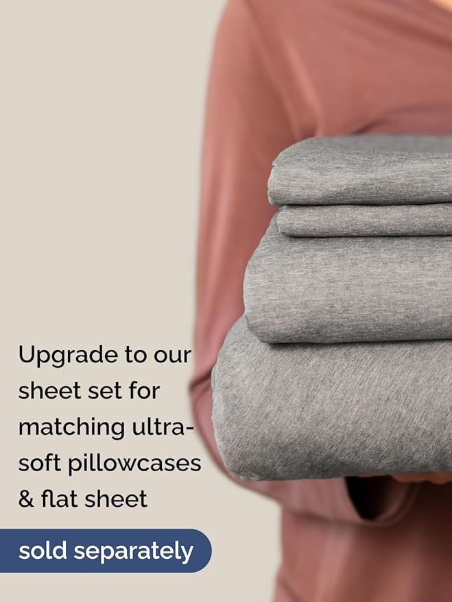 Extra Deep Twin XL Fitted Sheet - Hotel Luxury Single Fitted Sheet Only - Easily Fits 18 inch to 24 inch Mattress - Ultra Soft, Wrinkle Free w/Extra Deep Pockets - Breathable & Comfy - Heathered Grey