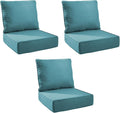 Outdoor Cushion Set for Furniture Patio Furniture, UV Resistant, Water Resistant - 6 Inch Thick Foam Garden Cushions– 22x24 Inch Patio Seat Covers for Chair/Sofa/Couch | Peacock Green | 3-Pack |