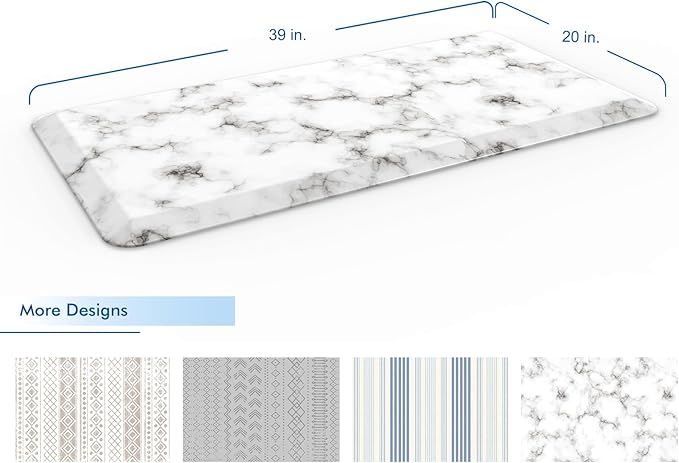 Klay Home Kitchen mats for Floor Anti Fatigue, 3/4" Thick 100% PU Memory Foam Kitchen mat, Padded Kitchen mat, Cushion Kitchen Sink Rug - Waterproof - Non-Slip - Well-Made (Medium 20" x 39", Marble)