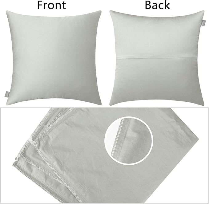 Thmyo 4-Pack 100% Cotton Comfortable Solid Decorative Throw Pillow Case Square Cushion Cover Pillowcase Sublimation Blank Pillow Covers DIY Throw Pillowcase for Sofa Bedroom(20x20 inch/ 50x50cm,Grey)