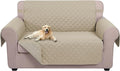 U-NICE HOME Loveseat Sofa Cover Reversible Couch Cover for Dogs with Elastic Straps Water Resistant Furniture Protector for Pets Couch Cover for 2 Cushion Couch (Loveseat, Sand/Beige)