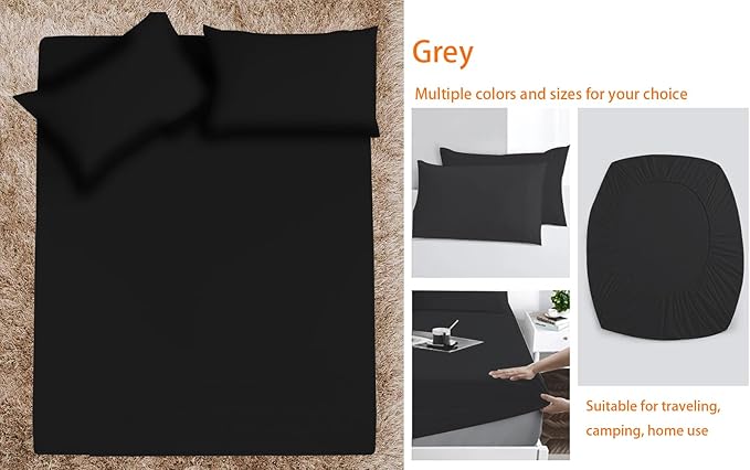 Queen Sheet Sets Air Mattress Sheets - 3 Pieces Queen Sheets Sets 16 to 24 inch - Inflate Without Disassembly Convenient & Firm Easy to use Air Mattress (Black, Queen)