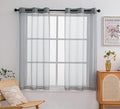 PI Grey Sheer Curtains 63 Inches Long with Rings Top,Translucent Voile Small Window Sheer Curtain for Office/Kitchen 2 Panels (W42 X L63, Blue Grey)