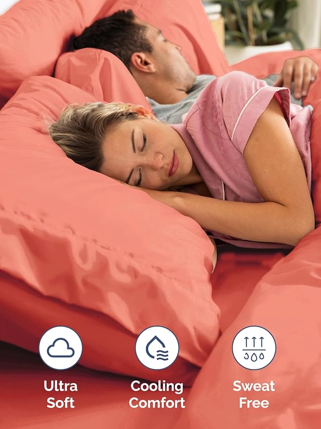 Extra Deep Pocket Queen Sheet Set - 4 Piece Breathable & Cooling Bed Sheets - Hotel Luxury Sheet Set - Ultra Soft, Wrinkle Free & Comfy - Easily Fits Extra Deep Mattresses - Deep Pocket Coral Sheets