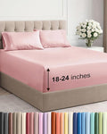 Extra Deep Pocket Full Sheets - 4 Piece Breathable & Cooling Bed Sheets - Hotel Luxury Bed Sheet Set - Soft, Wrinkle Free & Comfy - Easily Fits Extra Deep Mattresses - Deep Pocket Baby Pink Sheets Set