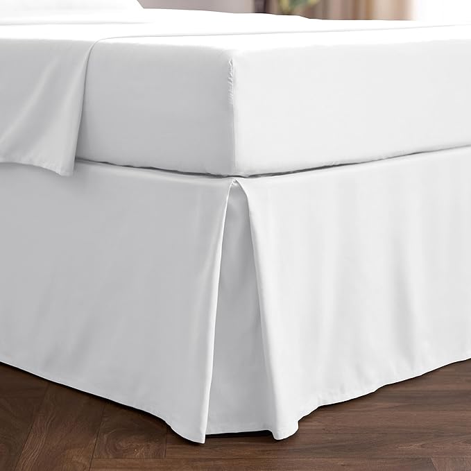 Mellanni Bed Skirt Twin XL Size - Bed Skirting - 15-Inch Tailored Drop Pleated Dust Ruffle - Hotel Luxury Bedding - Wrinkle, Fade, Stain Resistant - 1 Bedskirt (Twin XL, White)