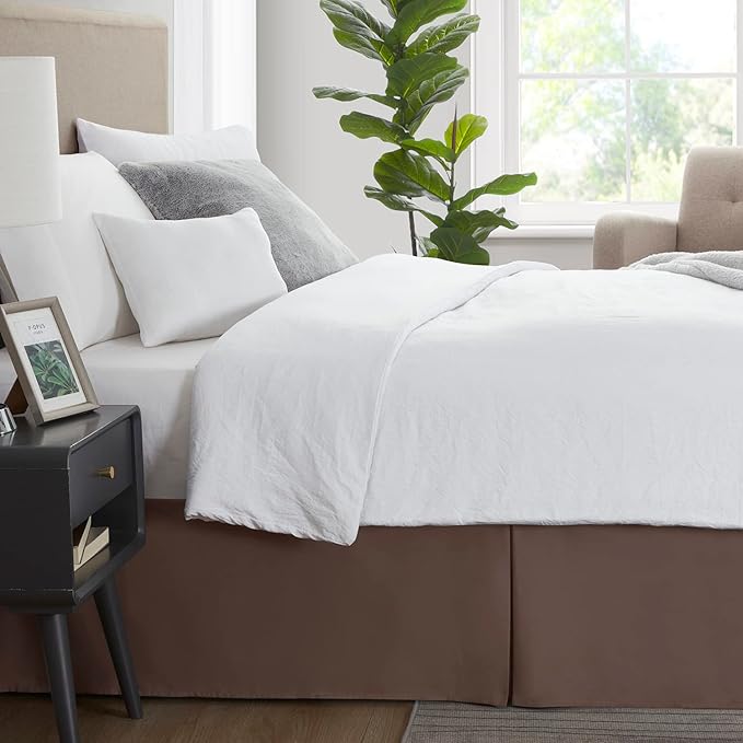 Nestl Dark Brown Twin XL Bed Skirt - Twin XL Size Bed Skirt 14 Inch Drop - Brushed Microfiber Bed Skirts - Hotel Quality Pleated Bed Skirt - Shrinkage & Fade Resistant