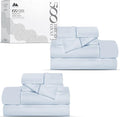 Mayfair Linen 100% Egyptian Cotton 2 Pack Twin Sheet Set - 500 Thread Count Cotton Sheets Twin Size (6 PC, Light Blue), Extra Soft, Cooling, Sateen Weave, 16" Deep Pocket College Dorm Room Bed Sheet