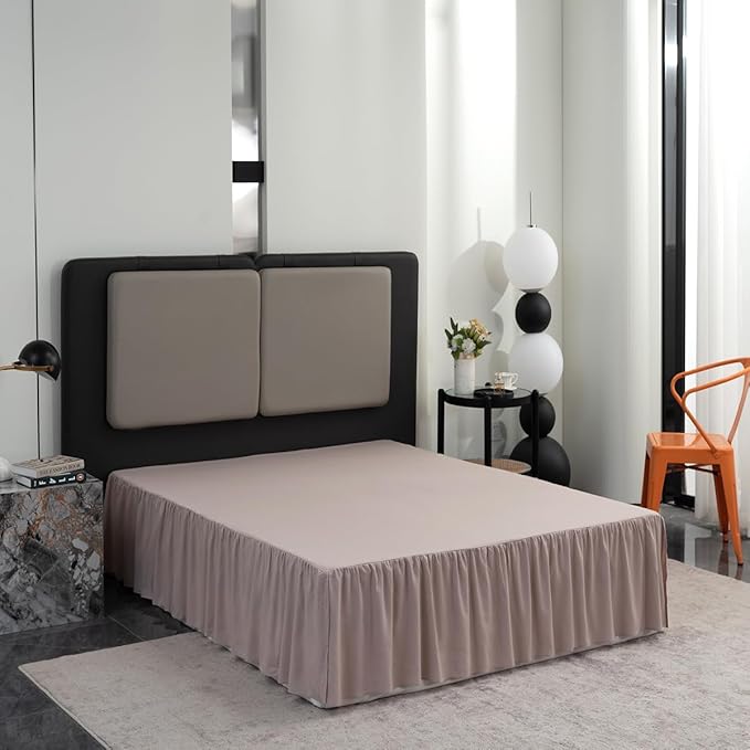 Bed Skirt Queen Size Ruffled Bed Skirt with Split Corners, Queen Bed Skirt 18 Inch Drop, TSUTOMI Queen Size Bed Skirt Khaki for Ruffled Bed Skirt with Split Corners, Bed Skirts Queen Size