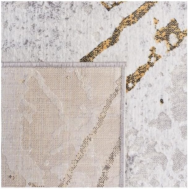 SAFAVIEH Amelia Collection Area Rug - 12' Square, Grey & Gold, Modern Abstract Design, Non-Shedding & Easy Care, Ideal for High Traffic Areas in Living Room, Bedroom (ALA293G)