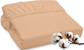 ROYALE LINENS 300 Thread Count 100% Long Staple Combed Cotton Fitted Sheet Twin XL - Super Soft Deep Pocket Bottom Sheet - Fitted Sheets Only - Elastic Sheets (Twin XL, Sand)