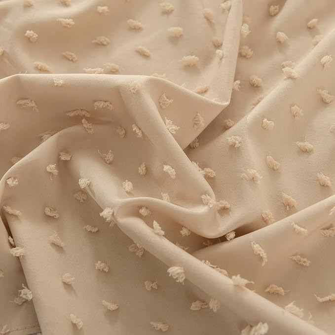 Tufted Dot Bed Skirt Queen Size Ruffled Bed Skirt with Split Corners, 12 Inch Drop Dust Ruffle Bed Skirts with Platform, Camel