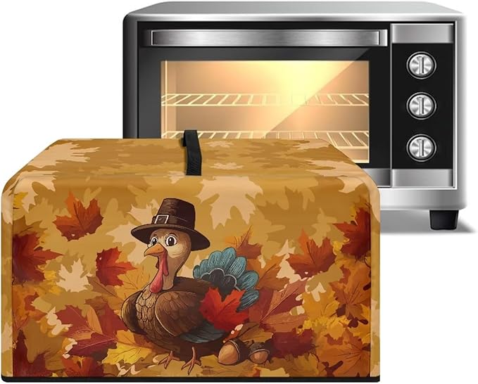 Microwave Oven Dust Cover, Thanksgiving Turkey Waterproof Polyester Dust Cover for Microwave Oven for Most Standard Microwaves Easy to Clean