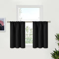 BGment Black Cafe Curtains 24 Inch Length 2 Panels - Small Half Drapes with Rod Pocket Privacy Blackout Blinds for Bathroom Kitchen Window Over Sink, 29 x 24 Inch