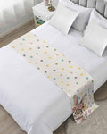 Spring Easter Farm Rabbit Flower Bed Runners for Bedroom Hotel,Decorative Bedding Scarf Colorful Quote Dot on Linen Bed End Blanket Bedding Runner Scarves for Full Size Bed,83x20in