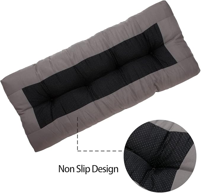FUNHOME Outdoor Bench Cushion 48 x18 inch with Non-Slip Grips,Water Resistant Porch Swing Cushion,Bench Pillow Pads,Tufted Cushions for Patio Garden Furniture,48" Seat Cushions(Granny Gray)