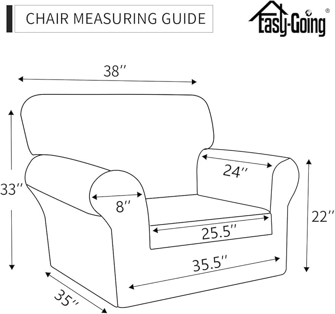 Easy-Going Sofa Slipcover Chair Cover Waterproof Couch Cover Washable Sofa Cover Non-Slip Fabric Furniture Protector with Pocket for Pets Covers Pets Kids Children Dog Cat (Chair, Dark Gray)